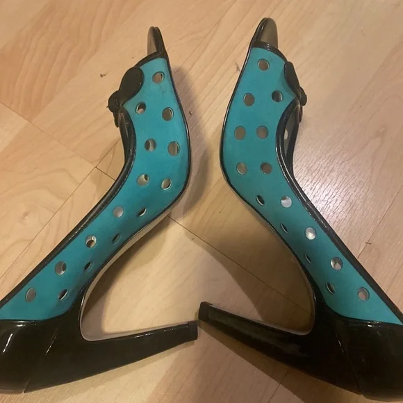 Jessica Simpson turquoise & black pumps women 9.5 - Picture 7 of 10
